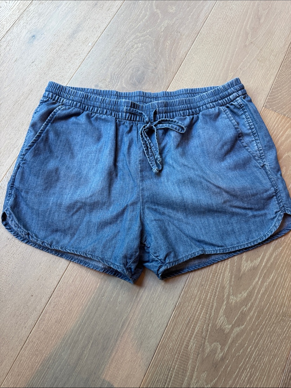 GAP Blue Denim-Effect Athletic Drawstring Shorts